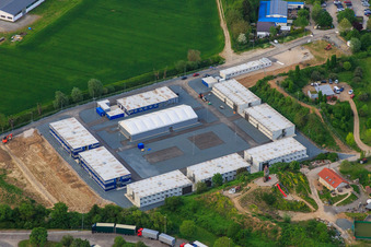 Luftbild von Containersiedlung für Flüchtlichge und Asybewerber in Bensheim im Bundesland Hessen, Deutschland