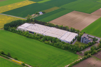 Halle mit Wein- und Sektkellerei Jakob Gerhardt Niersteiner Schlosskellerei GmbH & Co. KG, Prinz von Preussen Wein- u. Sektkellerei GmbH, Lakritz-Spezialitäten - Bella Germany GmbH und Aktiv Mainz Gebäudeservice in Dexheim im Bundesland Rheinland-Pfalz, Deutschland