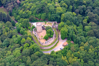 Schrägluftbild von Schloss Alsbach in Alsbach-Hähnlein im Bundesland Hessen, Deutschland