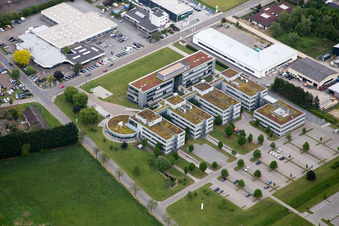 Luftbild von Gewerbegebiet und Firmenansiedlung SAP Schulungszentrum in Bensheim im Bundesland Hessen, Deutschland