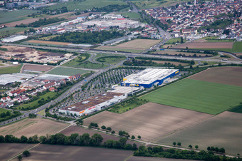 Scharhof, IKEA im Ortsteil Sandhofen in Mannheim im Bundesland Baden-Württemberg, Deutschland aus der Luft