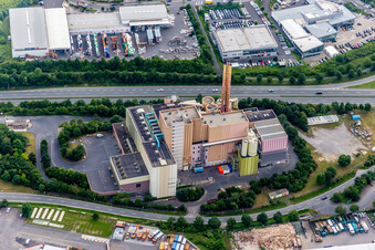 Gelände der Müllverbrennung und Recyclinganlage der Würzburger Recycling GmbH (WRG) in Würzburg im Ortsteil Grombühl im Bundesland Bayern, Deutschland