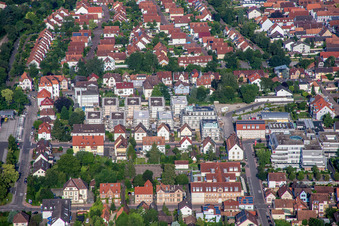 Gebäude- Ensemble- Baustellen zum Neubau eines Stadtquartiers 'Im Stadtkern' in Kandel im Bundesland Rheinland-Pfalz, Deutschland aus der Luft betrachtet