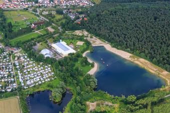 Strandbad Rülzheim, Camping-Resort Rülzheim und Freizeitzentrum Moby Dick sowie  Dampfnudel Rülzheim im Bundesland Rheinland-Pfalz, Deutschland