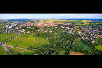 Stadtpanorama aus Nordwesten in Landau in der Pfalz im Bundesland Rheinland-Pfalz, Deutschland