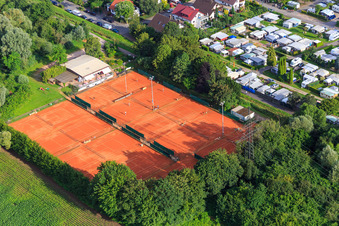 Luftbild von Tennisclub 1965 Hemsbach e.V. und  Campingplatz Wiesensee in Laudenbach im Bundesland Baden-Württemberg, Deutschland