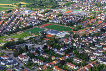 Stadion der Sportgemeinde Hemsbach 1912 e.V. , Hans-Michel-Halle und  alla hopp! Anlage & Bürgerpark Hemsbach im Bundesland Baden-Württemberg, Deutschland