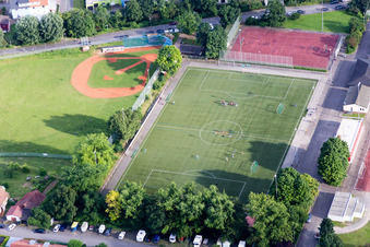 Ensemble der Sportplatzanlagen des Sportverein 1919 Schriesheim und Clubhaus in Schriesheim im Bundesland Baden-Württemberg, Deutschland