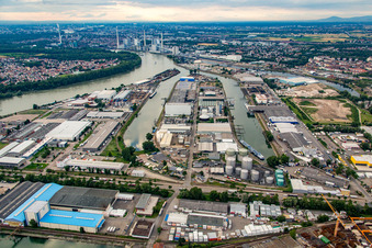 Luftbild von Rheinau, Hafen in Mannheim im Bundesland Baden-Württemberg, Deutschland