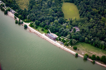 Luftbild von Rheinstrandbad im Ortsteil Niederfeld in Mannheim im Bundesland Baden-Württemberg, Deutschland