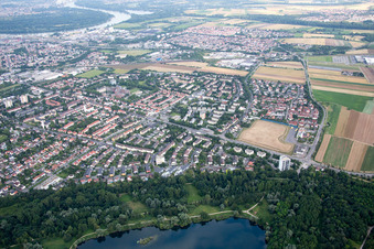 Ortsteil Gartenstadt in Ludwigshafen am Rhein im Bundesland Rheinland-Pfalz, Deutschland von oben