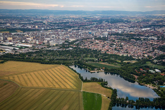 BASF von Westen im Ortsteil Friesenheim in Ludwigshafen am Rhein im Bundesland Rheinland-Pfalz, Deutschland