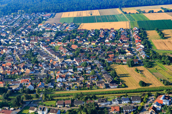 Luftbild von Ortansicht aus Norden im Ortsteil Kleinhausen in Einhausen im Bundesland Hessen, Deutschland