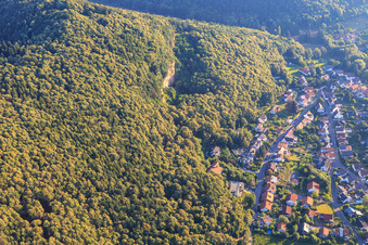 Ringelsbergstraße unter den Kalkfelsen in Frankweiler im Bundesland Rheinland-Pfalz, Deutschland