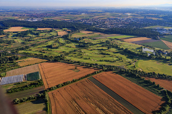 Schrägluftbild von Gelände des Golfplatzes Golfpark Kurpfalz in Schifferstadt im Bundesland Rheinland-Pfalz, Deutschland