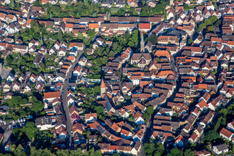 Historischer Ortskern im Ortsteil Heidelsheim in Bruchsal im Bundesland Baden-Württemberg, Deutschland