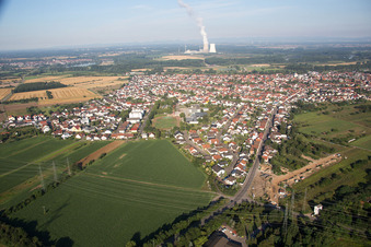 Luftbild von Ortsteil Oberhausen in Oberhausen-Rheinhausen im Bundesland Baden-Württemberg, Deutschland
