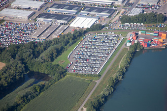 Wörth am Rhein, Industriegebiet Oberwald, Rheinhafen Wörth im Ortsteil Maximiliansau im Bundesland Rheinland-Pfalz, Deutschland