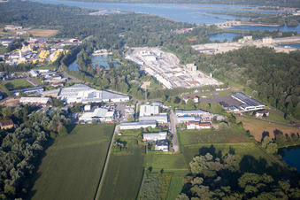 Ortsteil Freistett in Rheinau im Bundesland Baden-Württemberg, Deutschland von oben