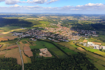 Luftbild von Stadtansicht aus Westen in Weingarten im Bundesland Baden-Württemberg, Deutschland