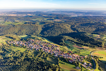 Dorfansicht von Süden im Ortsteil Prevorst in Oberstenfeld im Bundesland Baden-Württemberg, Deutschland