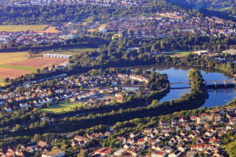 Neckarschleife von Norden in Besigheim im Bundesland Baden-Württemberg, Deutschland