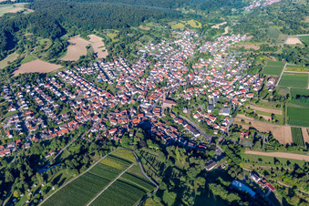 Ortsteil Obergrombach in Bruchsal im Bundesland Baden-Württemberg, Deutschland von oben