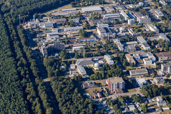 Leopoldshafen, KIT Nord in Eggenstein-Leopoldshafen im Bundesland Baden-Württemberg, Deutschland vom Flugzeug aus