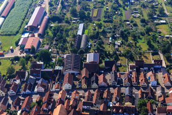 Drohnenaufname von Landwirtschaftliche Hallen am Hintergraben in Kandel im Bundesland Rheinland-Pfalz, Deutschland