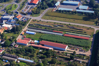 Landwirtschaftliche Hallen am Ettenbaum in Kandel im Bundesland Rheinland-Pfalz, Deutschland von einer Drohne aus