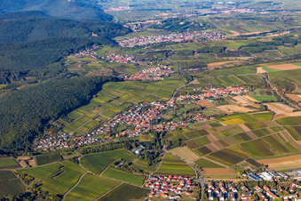 Pleisweiler von Süden in Pleisweiler-Oberhofen im Bundesland Rheinland-Pfalz, Deutschland