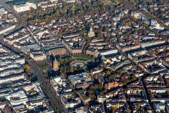 Luftbild von Wasserturm Augustaanlage im Ortsteil Oststadt in Mannheim im Bundesland Baden-Württemberg, Deutschland
