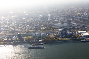 Ortsteil BASF in Ludwigshafen am Rhein im Bundesland Rheinland-Pfalz, Deutschland von der Drohne aus gesehen