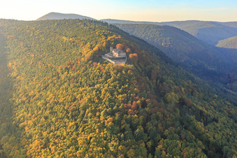 Luftbild von Burgruine Rietburg im Herbswald in Venningen im Bundesland Rheinland-Pfalz, Deutschland