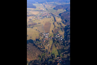 Johannisbachtal von Webern aus Südwesten im Ortsteil Klein-Bieberau in Modautal im Bundesland Hessen, Deutschland