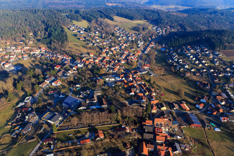 Luftbild von Ortsansicht im Odenwald aus Westen im Ortsteil Hammelbach in Grasellenbach im Bundesland Hessen, Deutschland