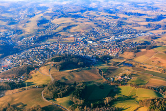 Ortsansicht im Odenwald aus Südosten in Mörlenbach im Bundesland Hessen, Deutschland