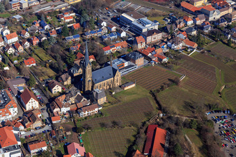 Kath. Kirche St. Ludwig an den innerstädtischen Weinbergen in Edenkoben im Bundesland Rheinland-Pfalz, Deutschland