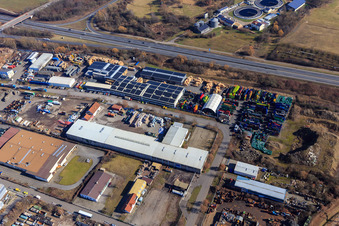 Industriegebiet Industriering mit Recyclinghof von Remondis GmbH in Venningen im Bundesland Rheinland-Pfalz, Deutschland