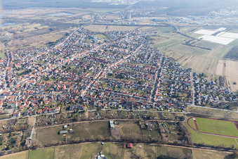Ortsteil Oberhausen in Oberhausen-Rheinhausen im Bundesland Baden-Württemberg, Deutschland aus der Luft