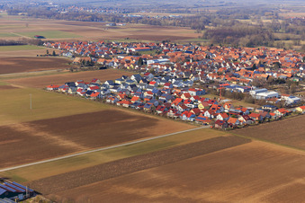 Neubaugebiet Brotäcker / Ahornweg aus Südosten in Steinweiler im Bundesland Rheinland-Pfalz, Deutschland