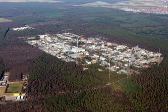 Leopoldshafen, KIT Campus Nord in Eggenstein-Leopoldshafen im Bundesland Baden-Württemberg, Deutschland aus der Vogelperspektive