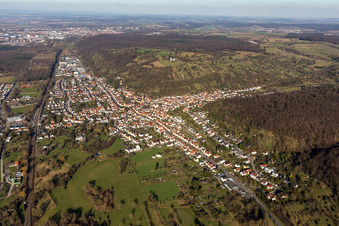 Untergrombach von Süden in Bruchsal im Bundesland Baden-Württemberg, Deutschland