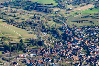 Luftbild von Schloss Obergrombach in Bruchsal im Bundesland Baden-Württemberg, Deutschland