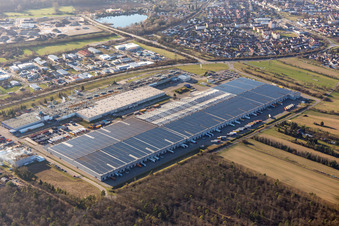 Goodyear Dunlop Tyres Germany in Philippsburg im Bundesland Baden-Württemberg, Deutschland vom Flugzeug aus