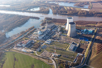 Philippsburg im Bundesland Baden-Württemberg, Deutschland vom Flugzeug aus