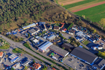 Gewerbegebiet Am Weidensatz mit Fa. Dafferner,  EDEKA Klos und Rummel Siebdruck und Werbetechnik GmbH in Bellheim im Bundesland Rheinland-Pfalz, Deutschland