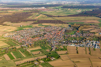 Liedolsheim von Westen in Dettenheim im Bundesland Baden-Württemberg, Deutschland