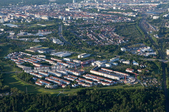 Ortsteil Oberreut in Karlsruhe im Bundesland Baden-Württemberg, Deutschland von oben