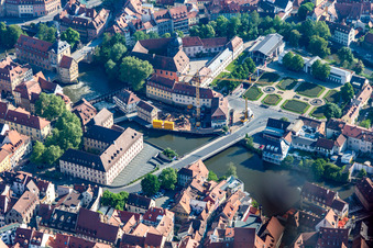 Luftbild von Vermessungsamt an der Bischofsmühlbrücke in Bamberg im Bundesland Bayern, Deutschland